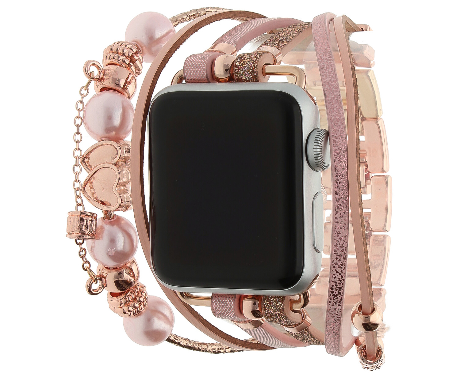  Apple Watch Acél tartozék link pánt - rózsaszín
