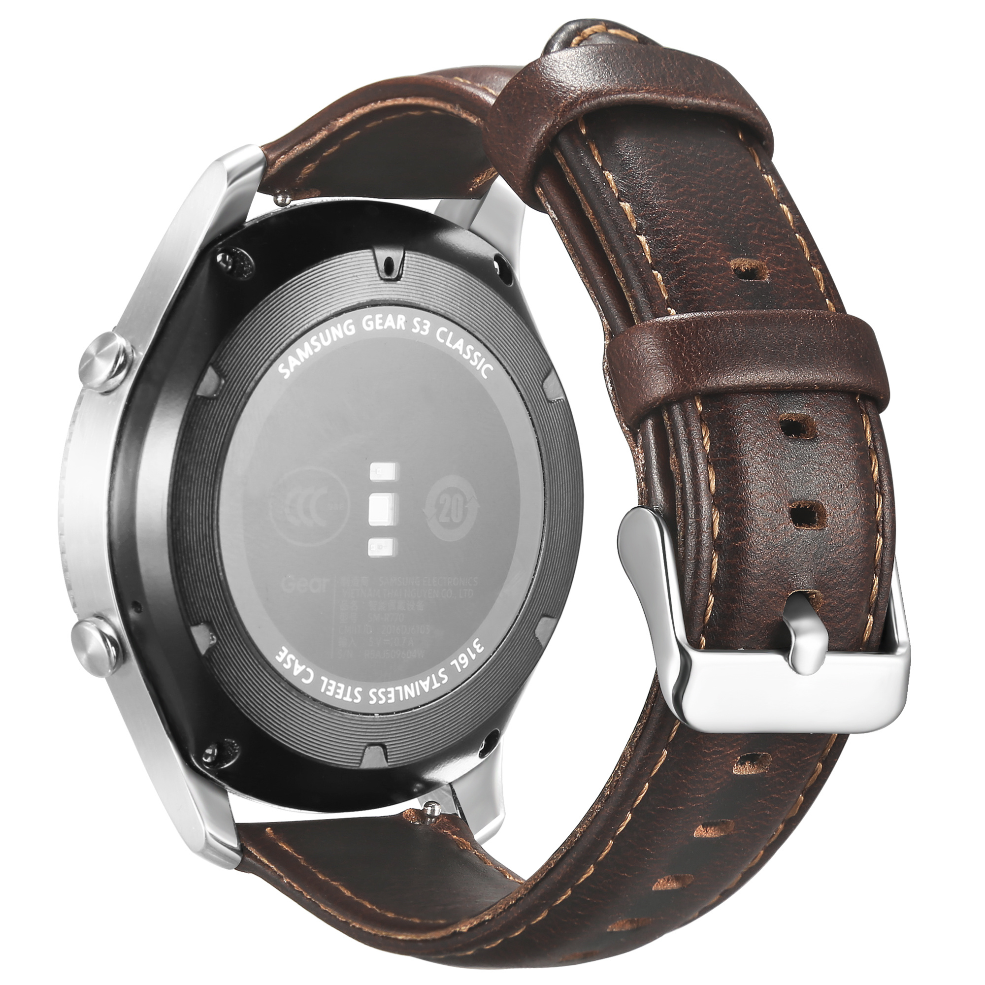 Huawei Watch GT valódi bőrszíj - sötétbarna