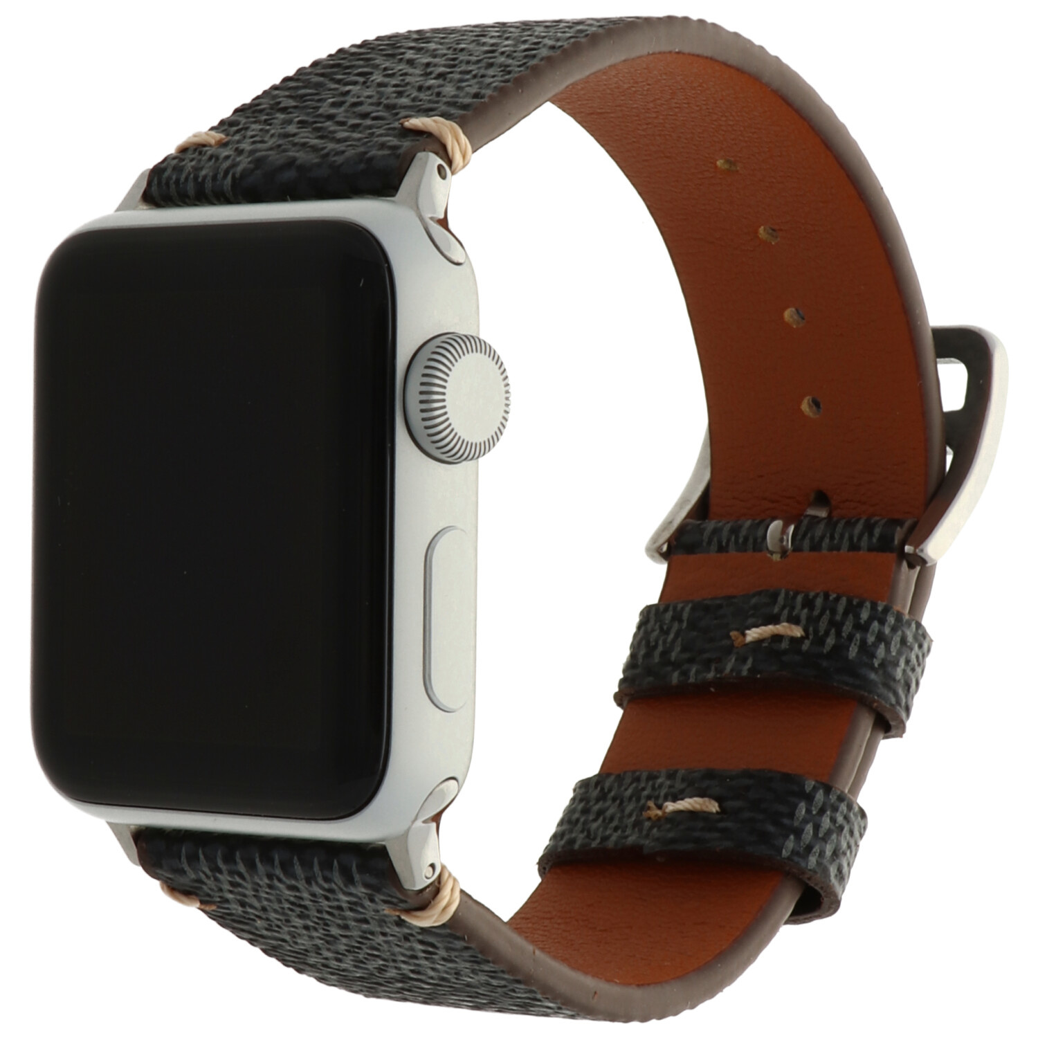  Apple Watch bőr rácsos szalag - fekete