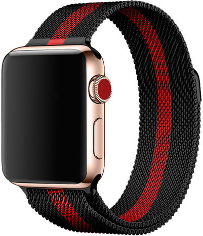  Apple Watch milánói pánt - fekete piros csíkos