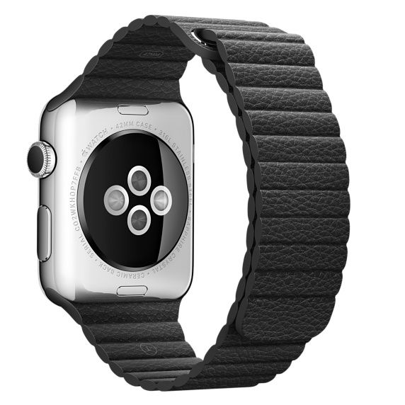  Apple Watch bordázott bőrszíj - fekete