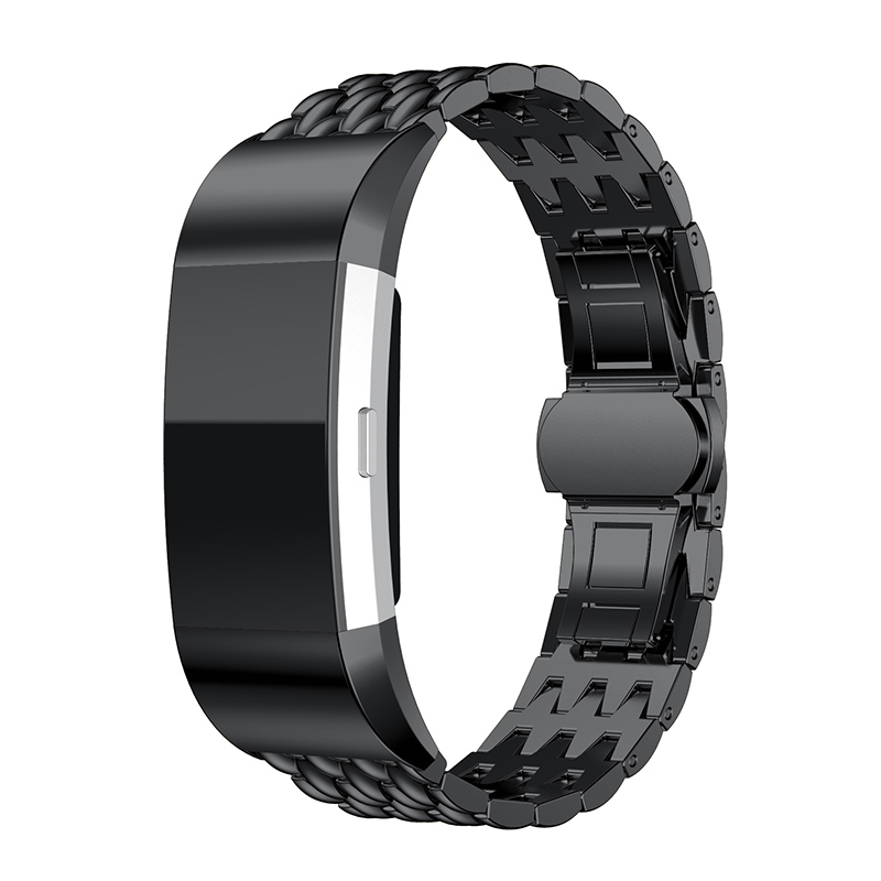 Fitbit Charge 3 &amp; 4 dragon Acél link szalag - fekete