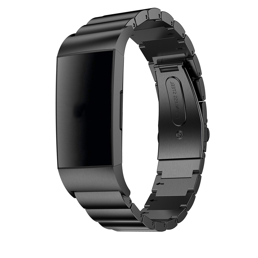 Fitbit Charge 3 &amp; 4 Acél link szalag - fekete